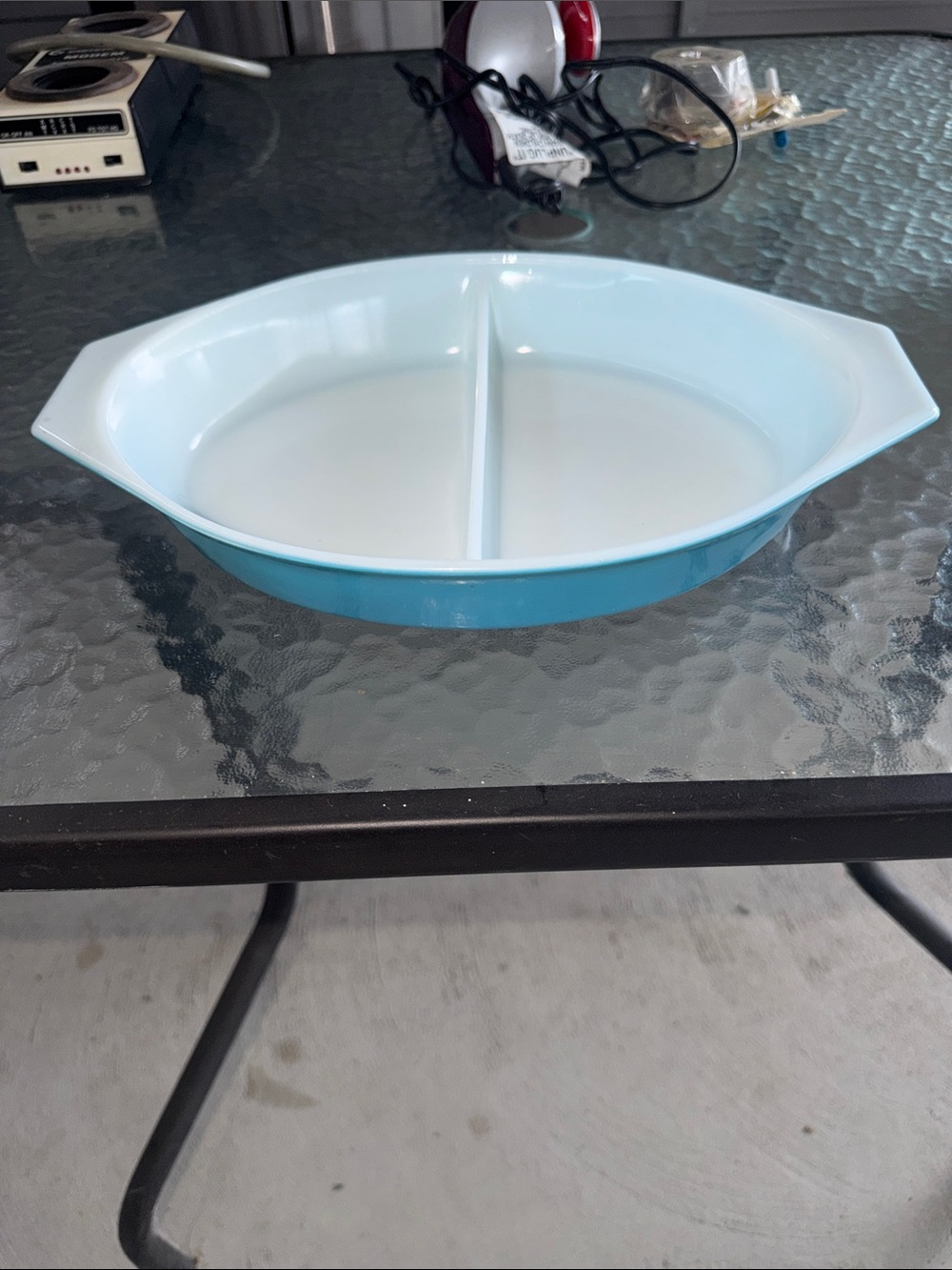 Vintage Pyrex Turquoise Ovenware 1.5 Qt Divided Dish